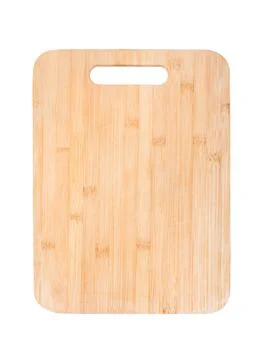 New rectangular wooden bamboo cutting board isolated on white background Stock Photos