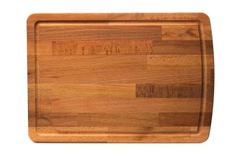 New rectangular wooden cutting board, top view, isolated - Image Foto stock