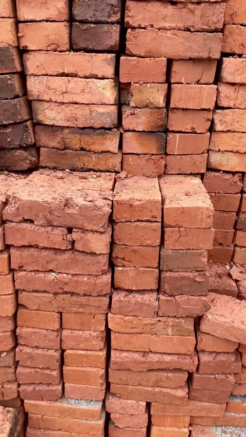New red brick stack for sale in building material store Stock Footage 287095835