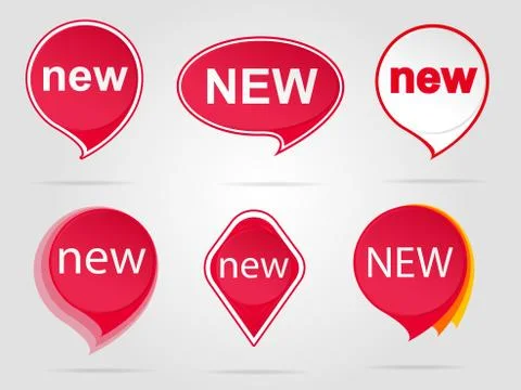 New red sticker set Stock Illustration