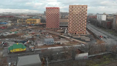 A new residential complex is being built in Moscow Stock Footage 167355617