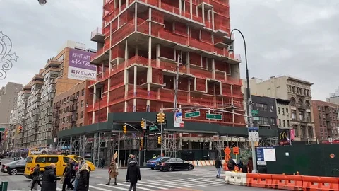 New residential construction in NYC Stock Footage 124738758