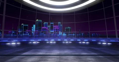  New retro wave Virtual set backdrop. Ideal for tv shows, presentations or... Stock Photos