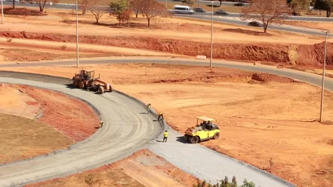 New road construction in the Northwest Section of Brasilia Stock Footage 280253036