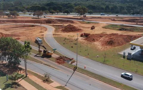 New road construction in the Northwest Section of Brasilia known as Noroeste Stock Photos