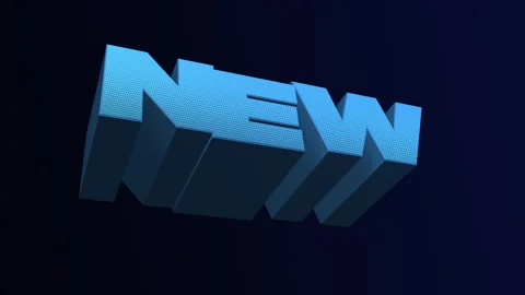 NEW Rotating Electric Blue 3D Typography with Halftone Loop Video stock 346064890