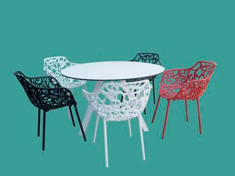 New round table with chairs. Stock Photos