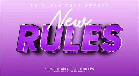 New rules 3d vector text effect with modern style design Stock Illustration