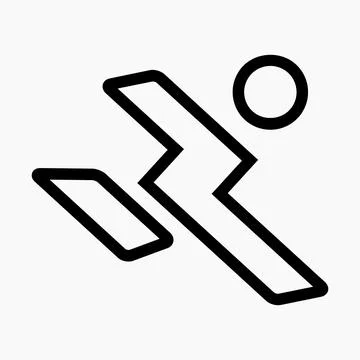 New running man icon white black silhouette. Stock Illustration