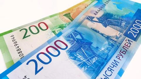 New Russian money, close-up Stock Photos