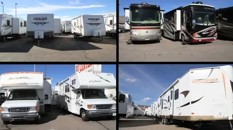New RV Dealer Multiscreen Stock Footage 1123232