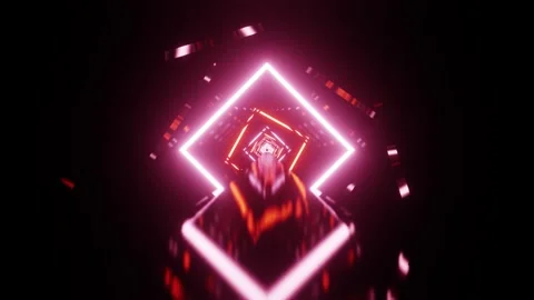 New sci fi tunnel loop with red pink and orange rhombus VJ background0001-02 库存影片 339455884