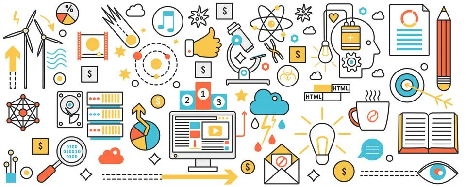 New science research technology, creative analysis and search of information イラスト素材