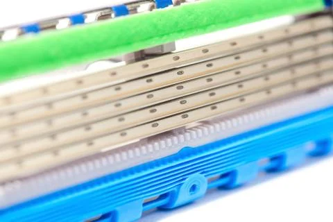 New sharp five-blade safety razor cartridge Stock Photos