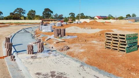 New sidewalk construction Stock Photos