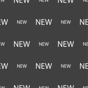 New sign icon. arrival button symbol. Seamless pattern on a gray background.  Illustrazione stock