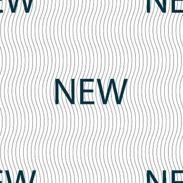 New sign icon. arrival button symbol. Seamless pattern with geometric texture. Illustrazione stock