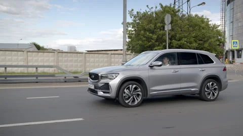 New silver-colored Geely Monjaro crossover Video stock 244266649