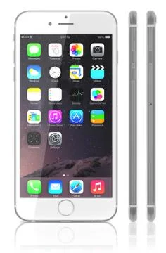 New silver iphone 6 plus with view side Illustrazione stock