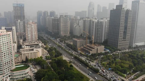 A new skyscraper is being built among the skyscrapers. Stock Footage 118450997