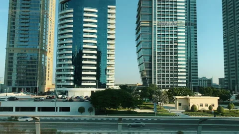 New Skyscraper View from metro dubai. Subway near Sheikh Zayed road Stock Footage 220720608