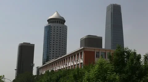 New Skyscrapers rise in Beijing CBD, China, Business District Stock Footage