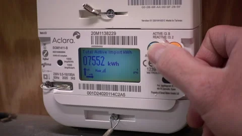 A new Smart meter, scrolling slowly through various information pages. Stock Footage 153615521