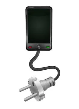 New smart phone with plug connection ready to get power vector illustration 스톡 일러스트