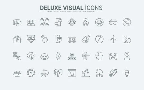 New smart technology of future and devices line icons set, digital science 스톡 일러스트