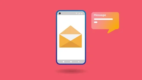 New SMS Motion Graphic 2D. 4K Red Background Stock Footage 247459568