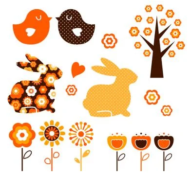 New Spring and Easter elements / Yellow Stock Illustration