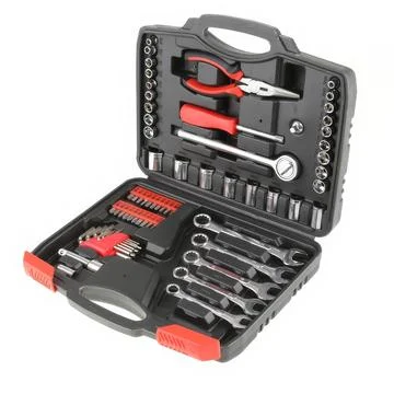 New square black tool box isolated on white background. Stock Photos