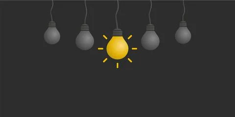 New Standout Idea - Light Bulbs Concept Design Template with Copy Space - I.. Stock Illustration