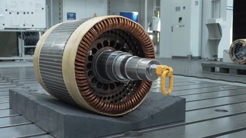New stator in the factory before assembling the engine Stock Footage 135746814