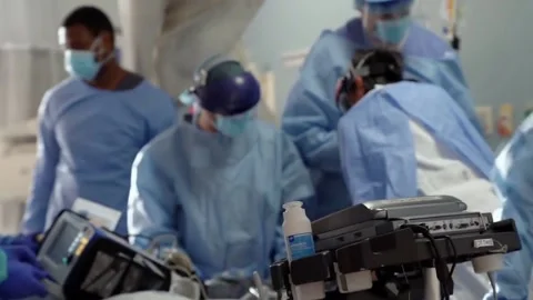 New strains of Delta and Lambda coronavirus. Medics in protective suits (34) Stock Footage 156868976