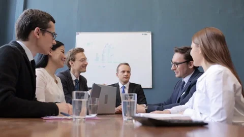 New strategy for further team work of young freelancers. Video stock 130042736