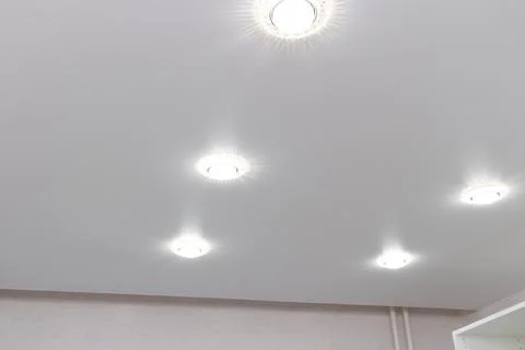 New stretch ceiling with LED lights Stock Photos