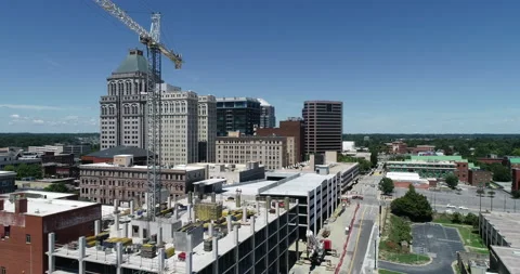 New structures in downtown Greensboro Stock Footage 206229899
