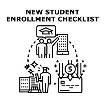 New student enrollment checklist process for higher education Stock Illustration