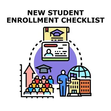 New student enrollment process checklist concept illustration Stock Illustration