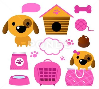 New stylish ICONs in Shop / Dogs Iconography Stock Illustration
