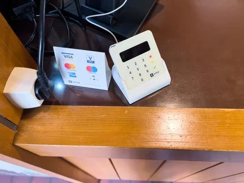 New SumUp EMV card reader which can read magnetic strip, chip and RFID NFC Foto stock