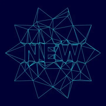 New symbol low poly triangulation triangulated polygonal electric cyan blue v Stock Illustration