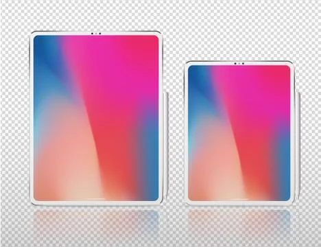 New tablet Pro X silver vector illustration on transparent background Stock Illustration