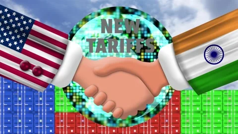 New tariffs word, rotating digital globe, container background, sky time la.. Stock Footage 315786695
