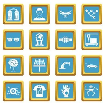New technologies icons azure Stock Illustration