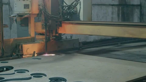 New technologies, laser cutting of metal, or plasma cutting, thick metal is cut Stock Footage 153309855