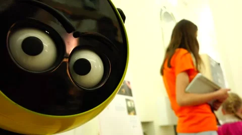 New technologies. Robot. AI. Children playing with robots. Stockbeeldmateriaal 50411526