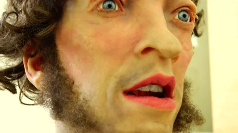 New technologies. Robot. AI. The head of the Russian writer Alexander Pushkin. Stock Footage 50411034