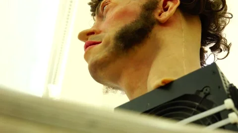 New technologies. Robot. AI. The head of the Russian writer Alexander Pushkin. Stock Footage 50411099